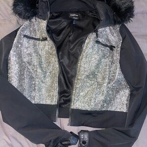 Bebe Elegant Black Satin Jacket